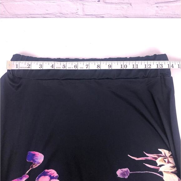 Lily Asian Floral Flowy Elastic Waist Ruffle Feminine A-Line Midi Skirt Size S - Picture 8 of 9